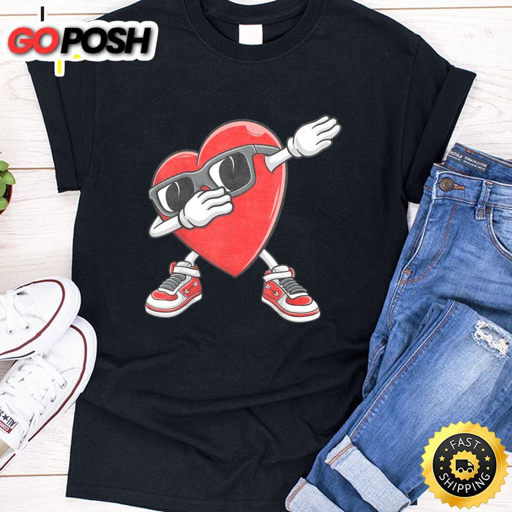 Cool Boys Valentines Day Kids Dabbing Heart Love Dab Dance T-Shirt