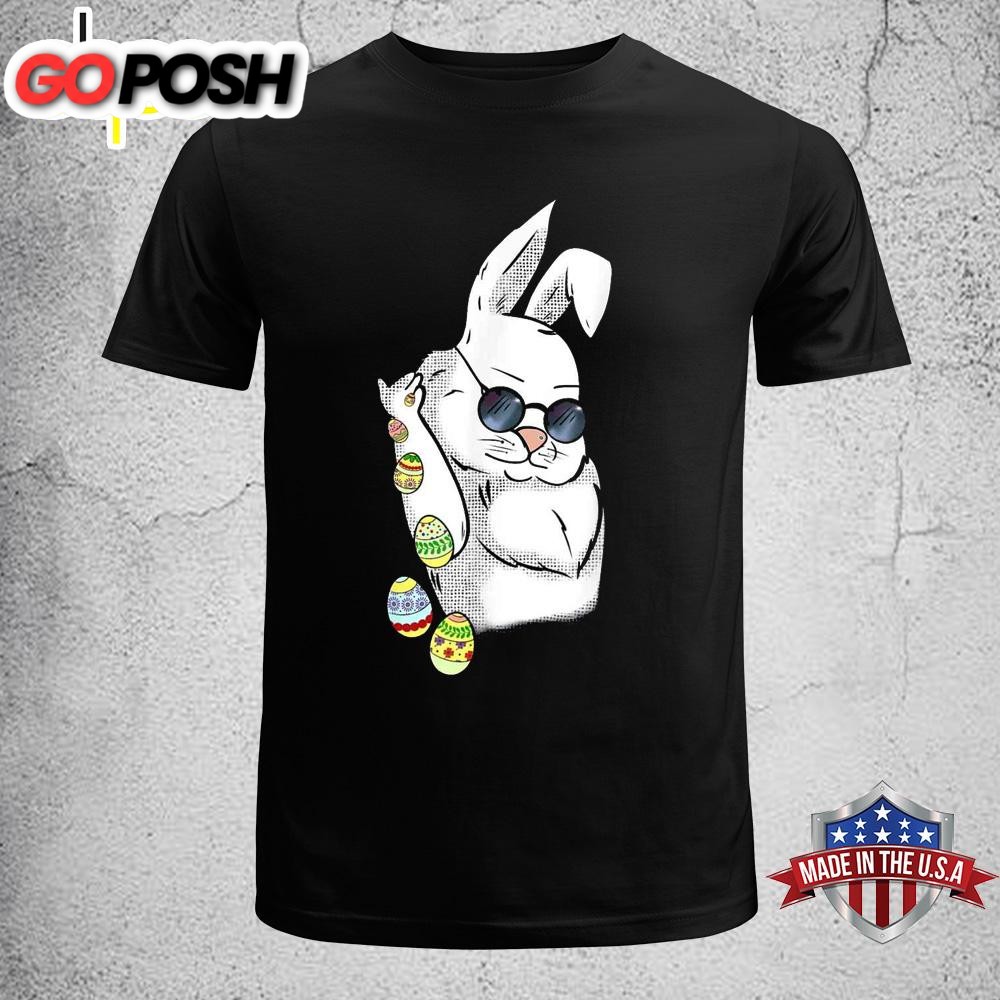 Cool Easter Bunny With Sunglasses Easter Eggs Happy Easter Womens Easter Shirt