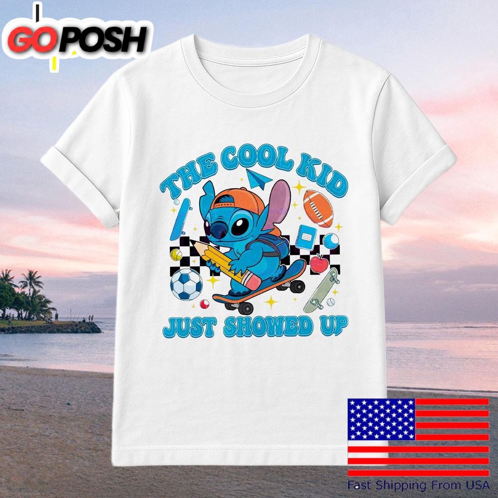 Cool Kid Skateboard First Day Of School Disney Stitch T-Shirt