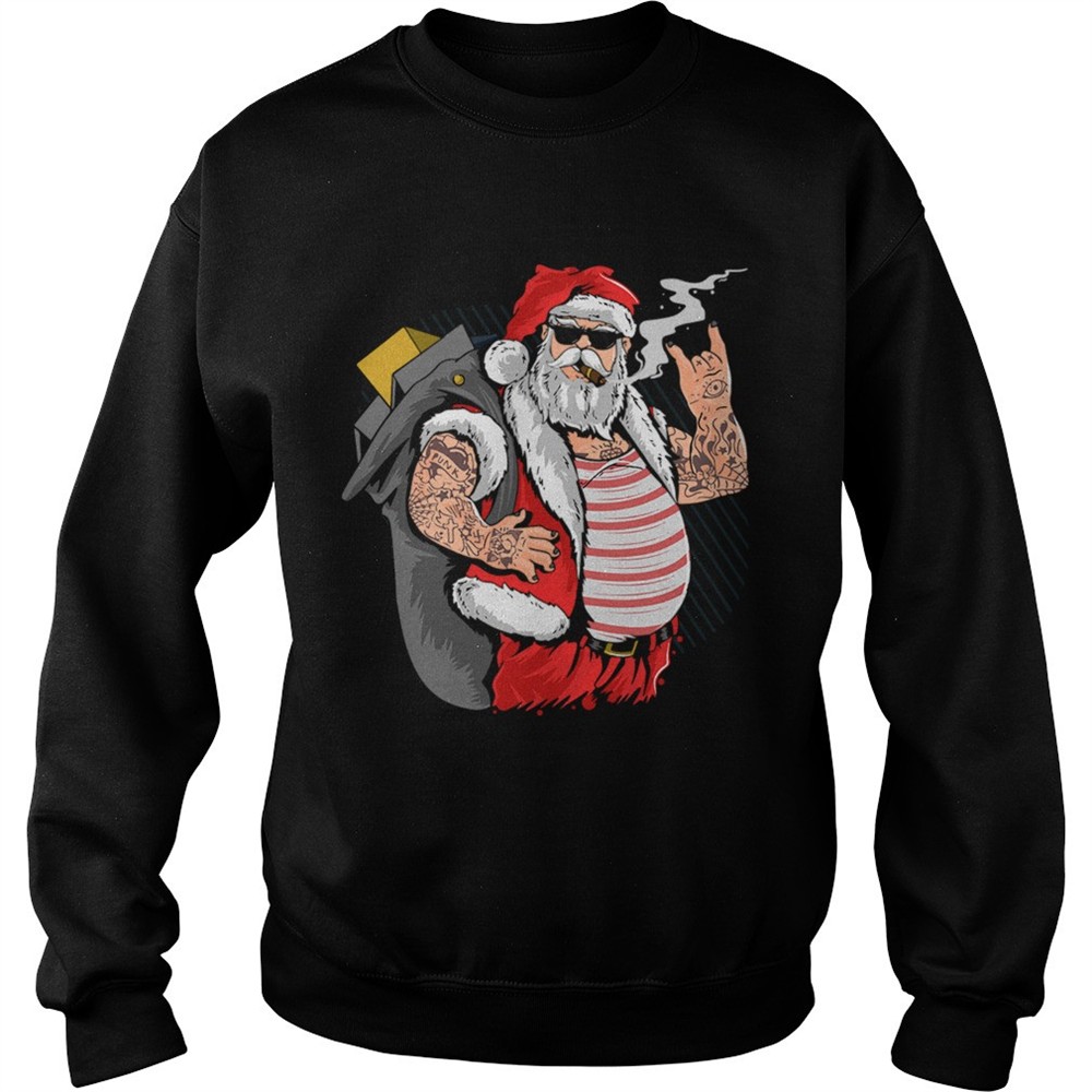 Cool Santa Claus Yule Tattoo Funny Christmas Xmas Gift shirt