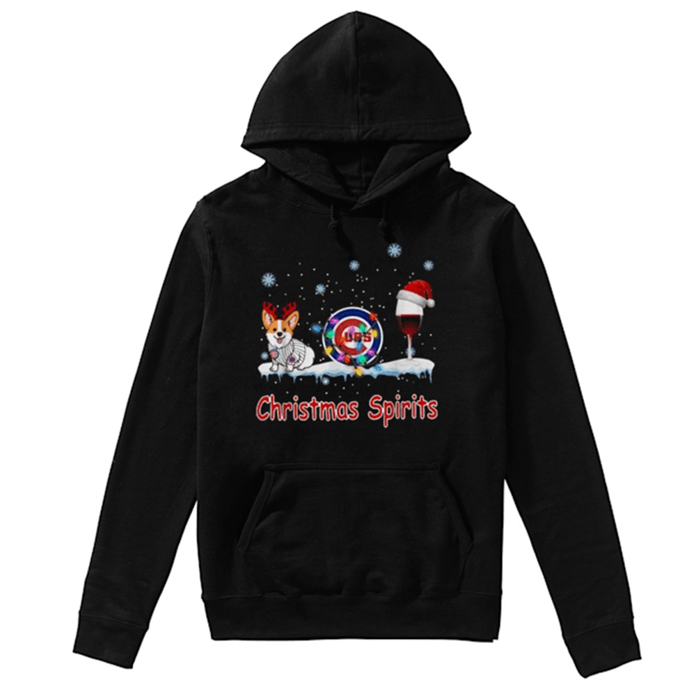Corgi Chicago Cubs Christmas and wine spirits shirt