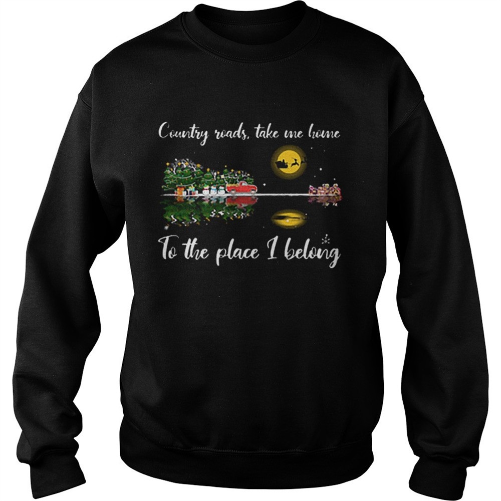 Country roads take me home Guitar lake Christmas shirt