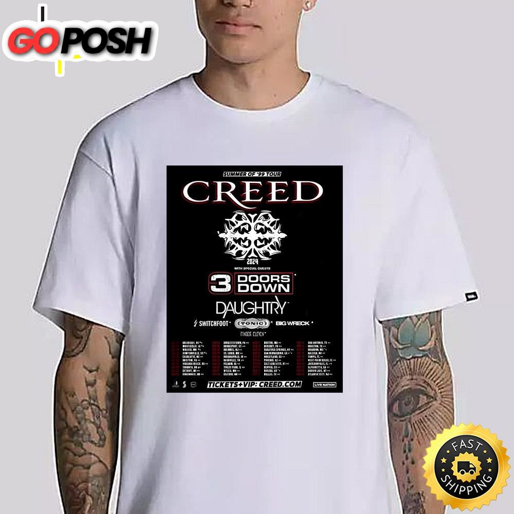 Creed Announce The 2025 Summer Of 99 Tour Shirt
