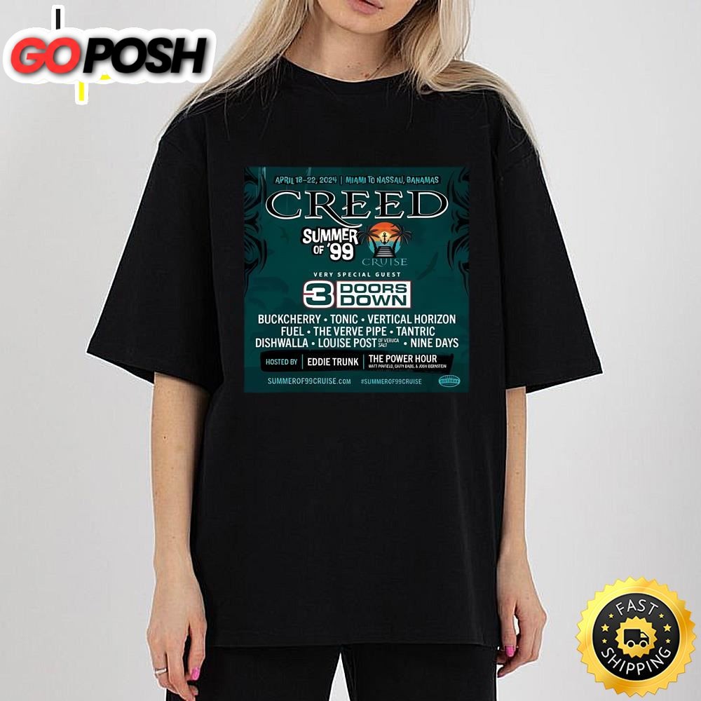 Creed Reuniting For Summer Of 99 April 18,22-2025 Miami To Nassau Bahamas T-Shirt