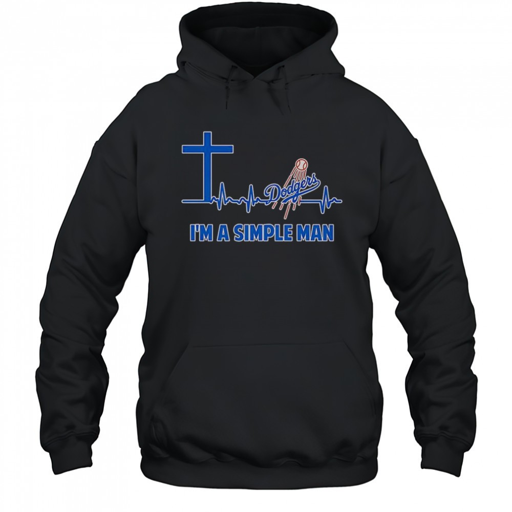 Cross Heartbeat Los Angeles Dodgers Im A Simple Man T-Shirt