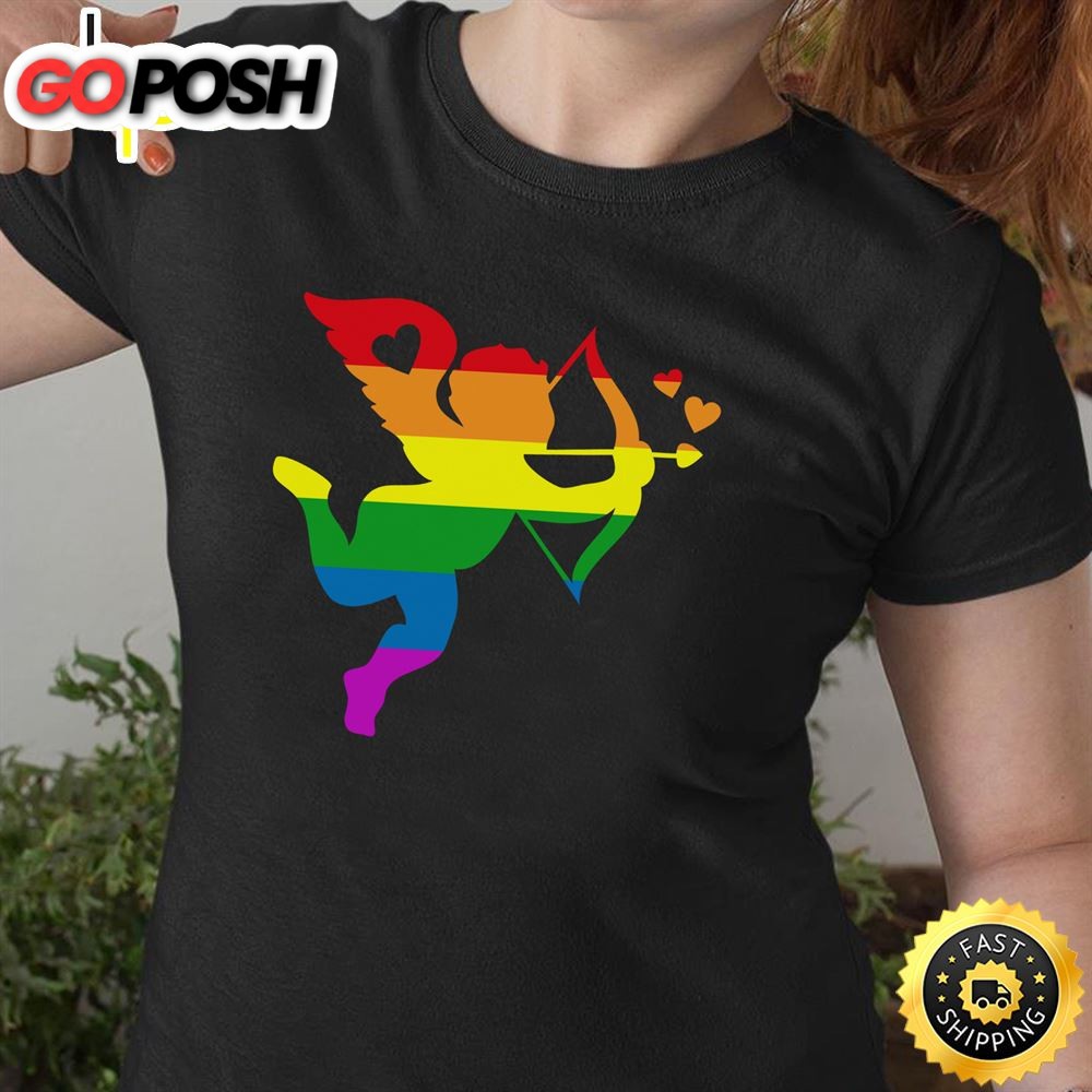 Cupid Valentine?s Day LGBT Rainbow Love Relationship Gift Long Sleeve Valentines Day T-shirt