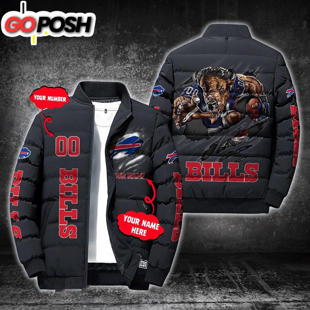 Custom Name And Number NFL Buffalo Bills Puffer Jacket Shirt Gift For Fans