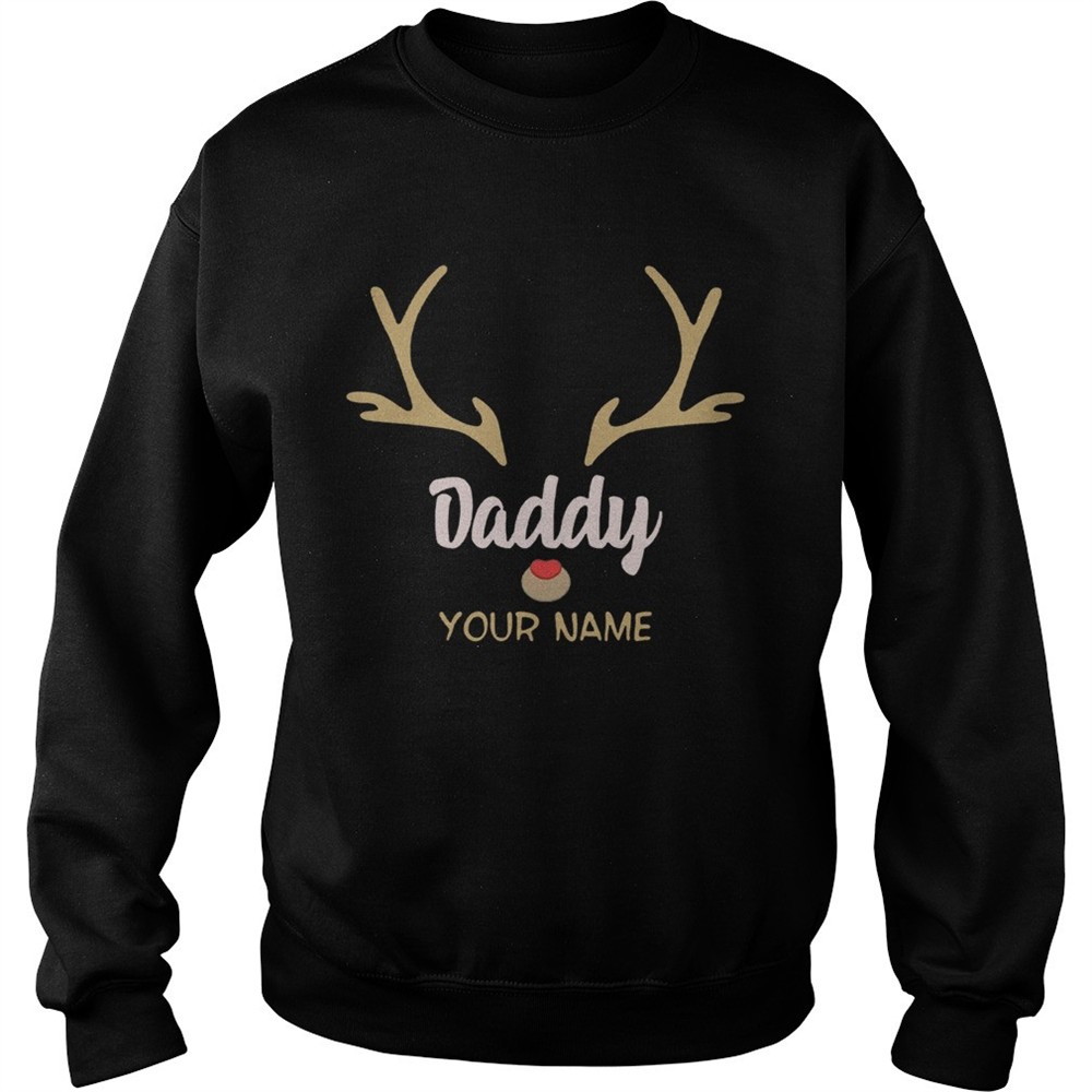 Custom Name Daddy Rudolph Reindeer Family Christmas TShirt