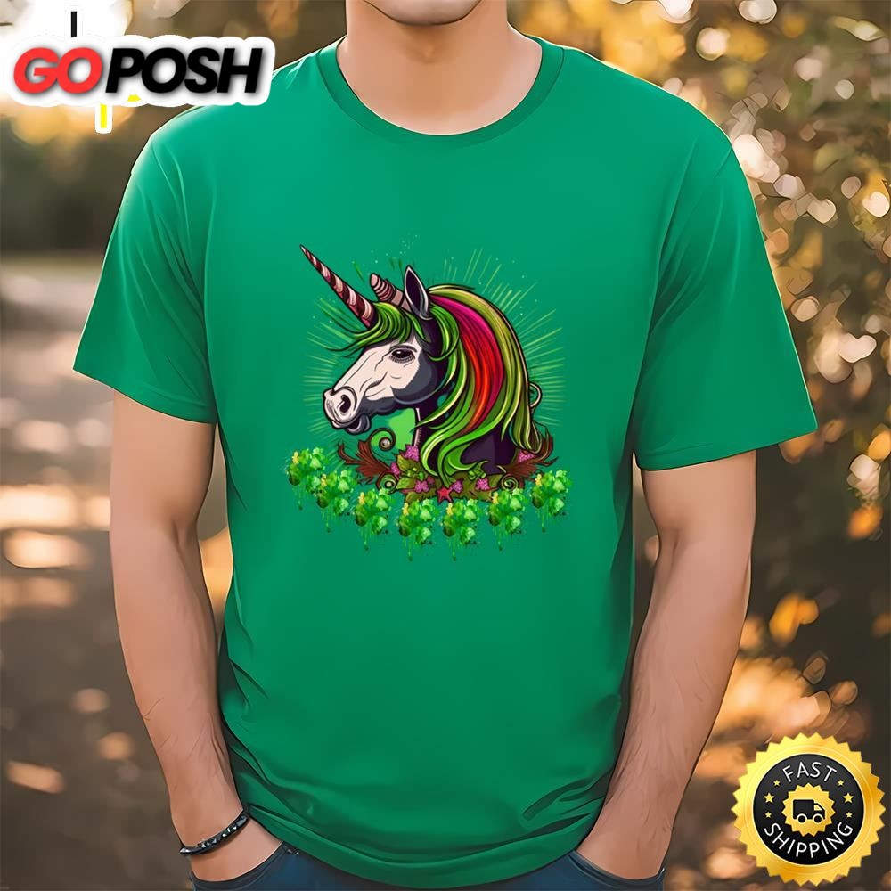 Cute And Funny St Patrickâ€™s Day Unicorn Design T-shirt