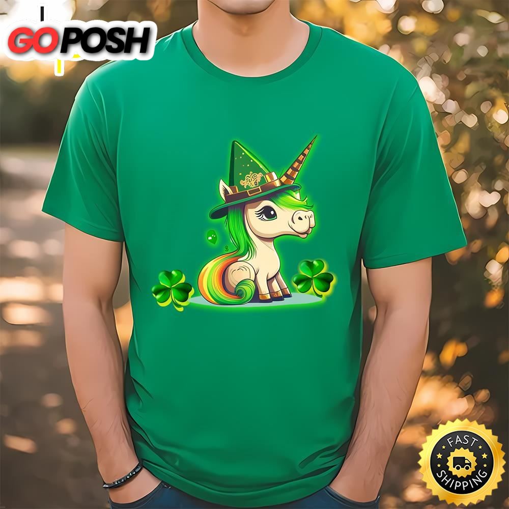 Cute And Funny St Patricks Day Unicorn Design Lepricorn T-shirt