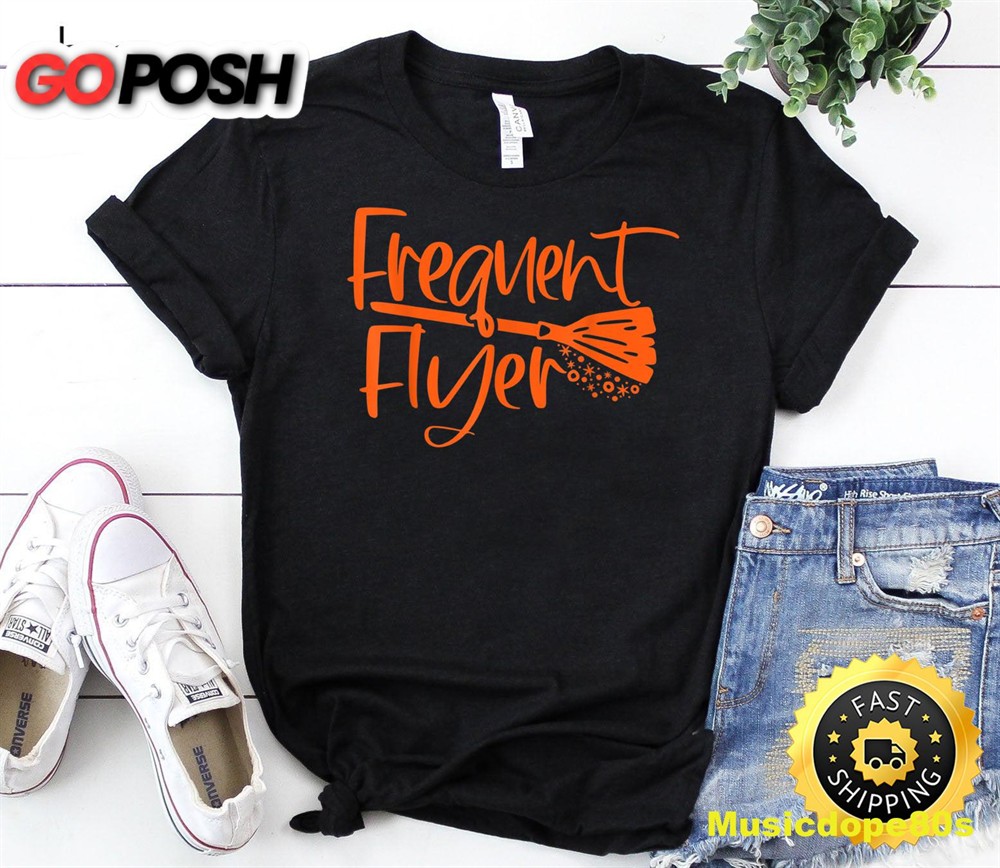 Cute Broomstick Frequent Flyer Witch Halloween T-Shirt