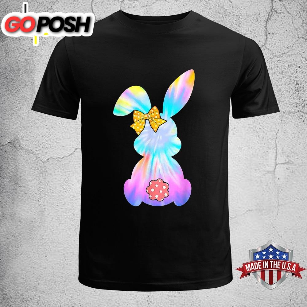 Cute Bunny Rabbit Tie Dye Bow Tie Girls Womens Shirt, Easter Gifts For Mom