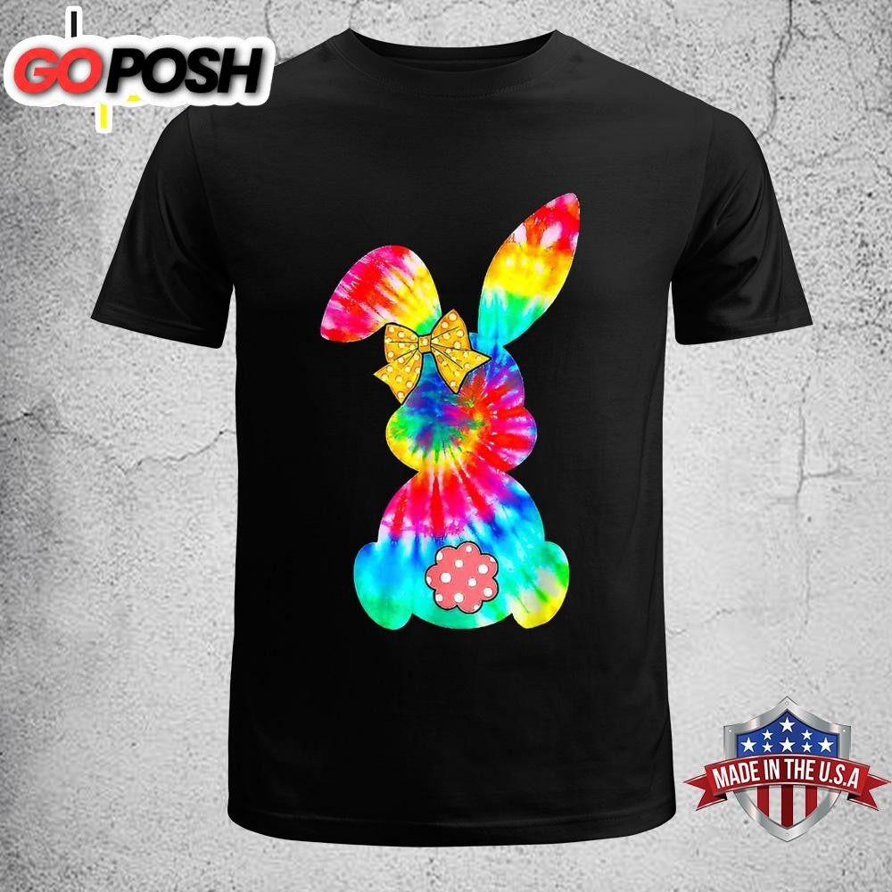 Cute Bunny Rabbit Tie Dye Bow Tie Girls Womens Shirt, Easter Gifts For Wife