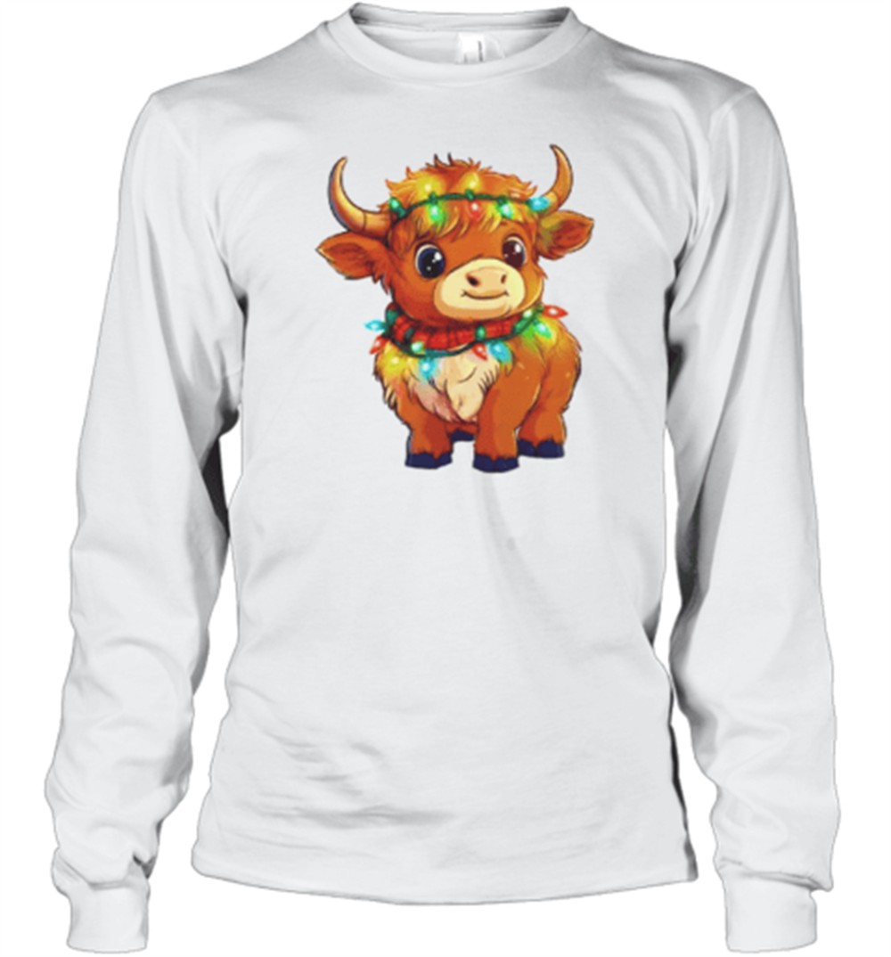 cute-christmas-lights-baby-scottish-highland-cow-t-shirt-ay4asw8u Cute Christmas Lights Baby Scottish Highland Cow T-Shirt