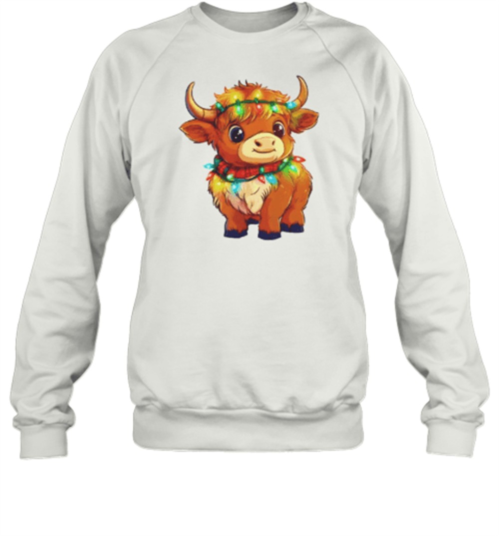 cute-christmas-lights-baby-scottish-highland-cow-t-shirt-ay4asw8u Cute Christmas Lights Baby Scottish Highland Cow T-Shirt