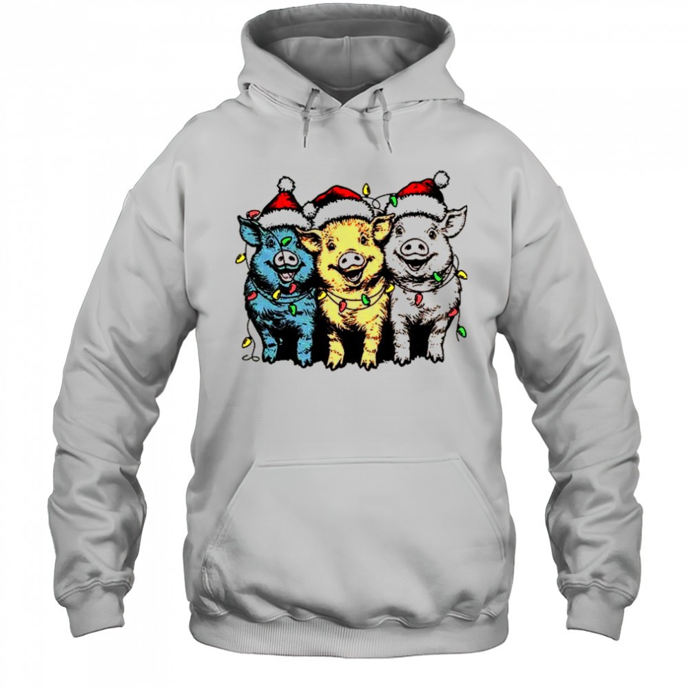 Cute pigs Santa hat Merry Christmas 2025 shirt