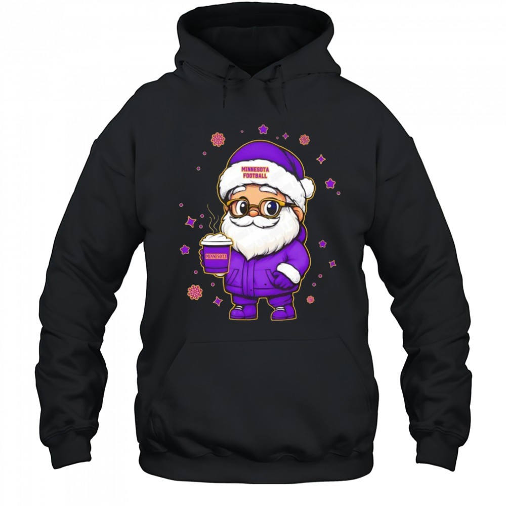 Cute santa with latte Minnesota Football NFL Christmas shirt