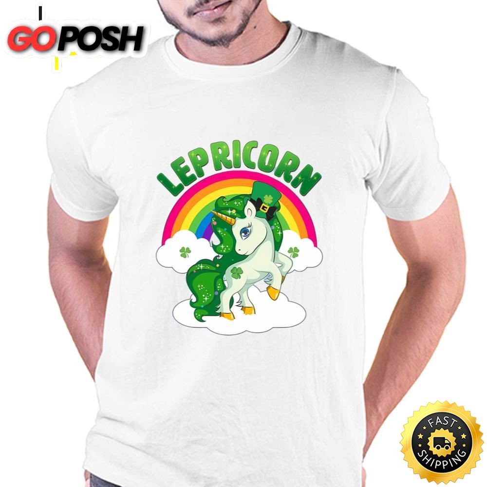 Cute St Patricks Day Rainbow Lepricorn Unicorn Leprechaun T-Shirt