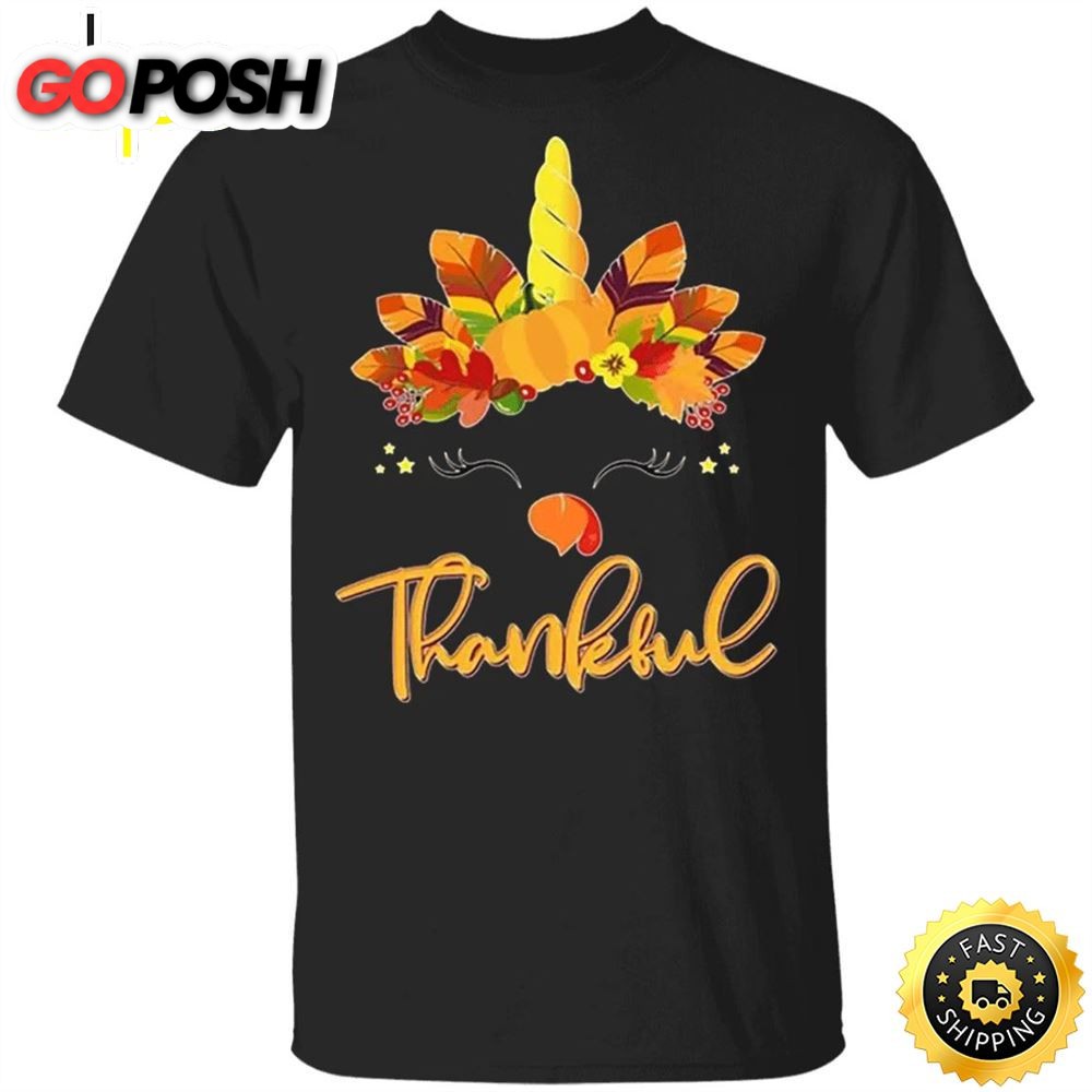 Cute Thanksgiving Unicorn Thankful Turkey T-Shirt Graphic 3D Gift For Girlfriends