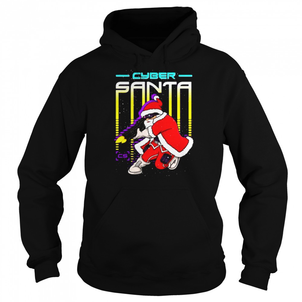 Cyber Santa Claus Gaming Synthwave Ugly Christmas Sweater Shirt