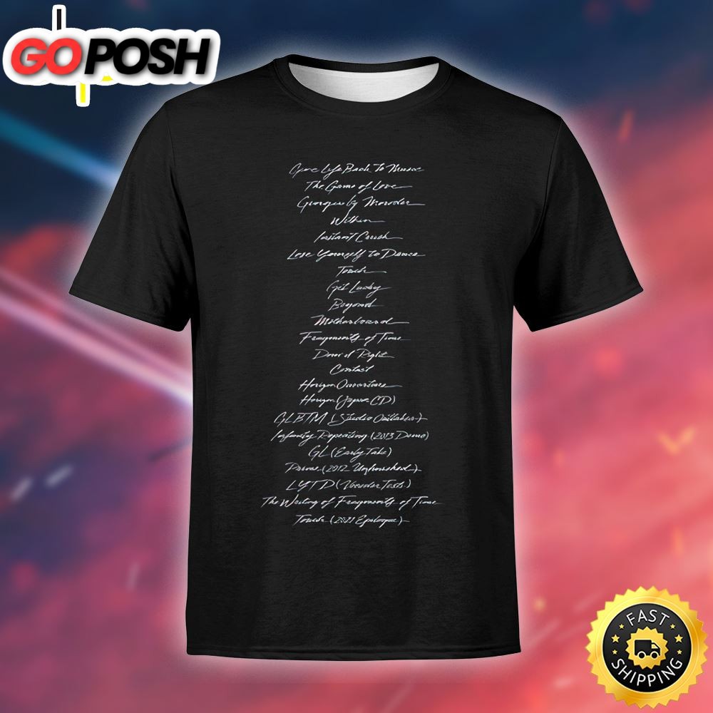 Daft Punk Give Life Back To Music Lyrics Unisex Black T-Shirt
