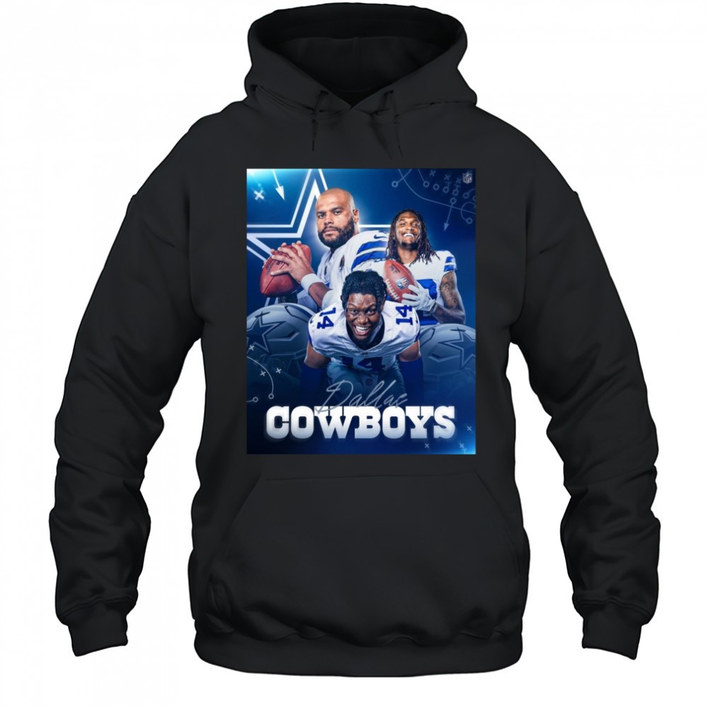 Dallas Cowboy CeeDee Lamb Dak Prescott Theres A New Trio In Dallas Poster t-shirt