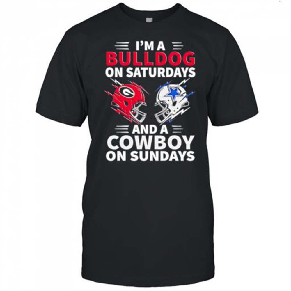 dallas-cowboys-vs-georgia-bulldogs-im-a-bulldog-on-saturdays-and-a-cowboy-on-sun-mvat7wm3 Dallas Cowboys vs Georgia Bulldogs Im a Bulldog on saturdays and a Cowboy on sundays shirt