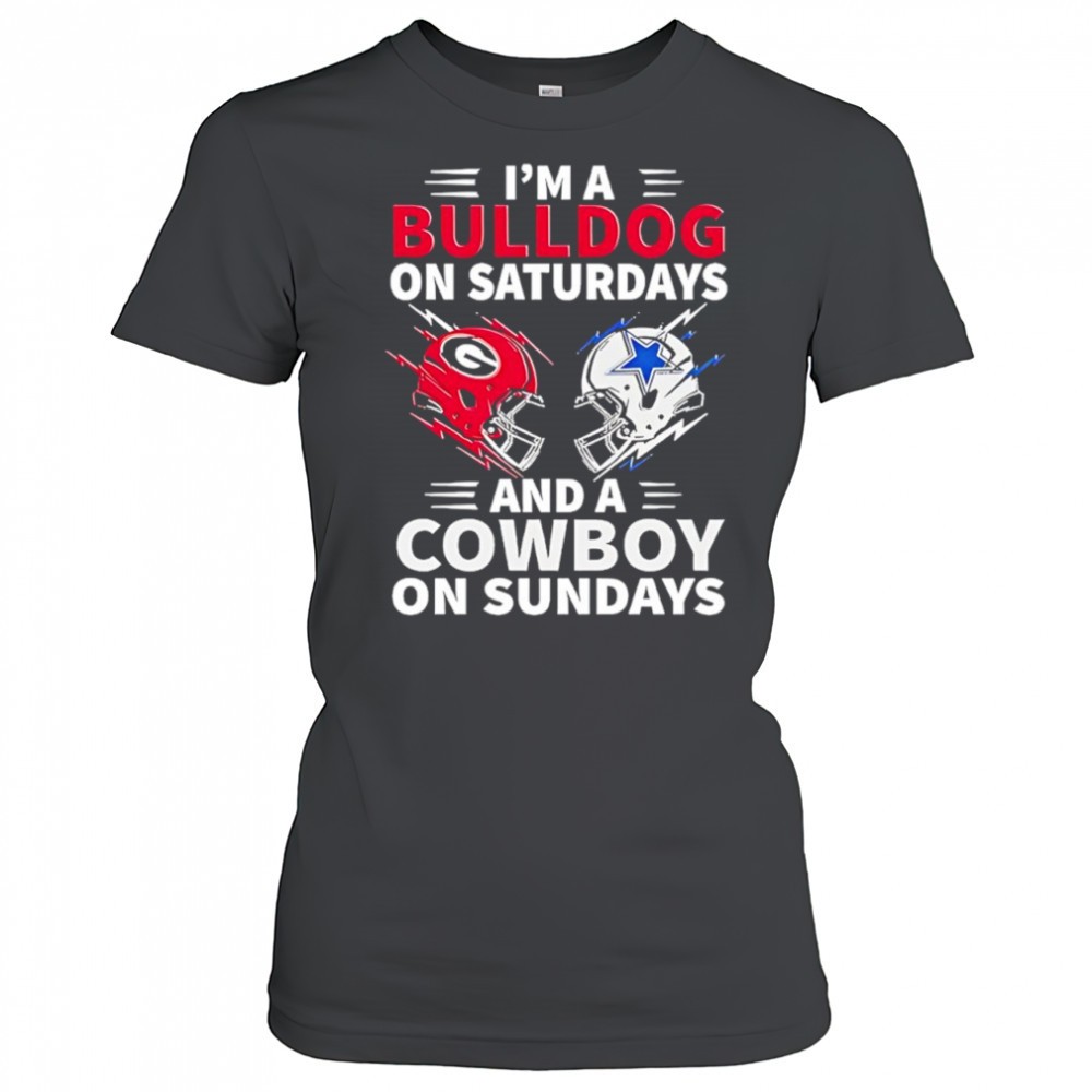 dallas-cowboys-vs-georgia-bulldogs-im-a-bulldog-on-saturdays-and-a-cowboy-on-sun-mvat7wm3 Dallas Cowboys vs Georgia Bulldogs Im a Bulldog on saturdays and a Cowboy on sundays shirt