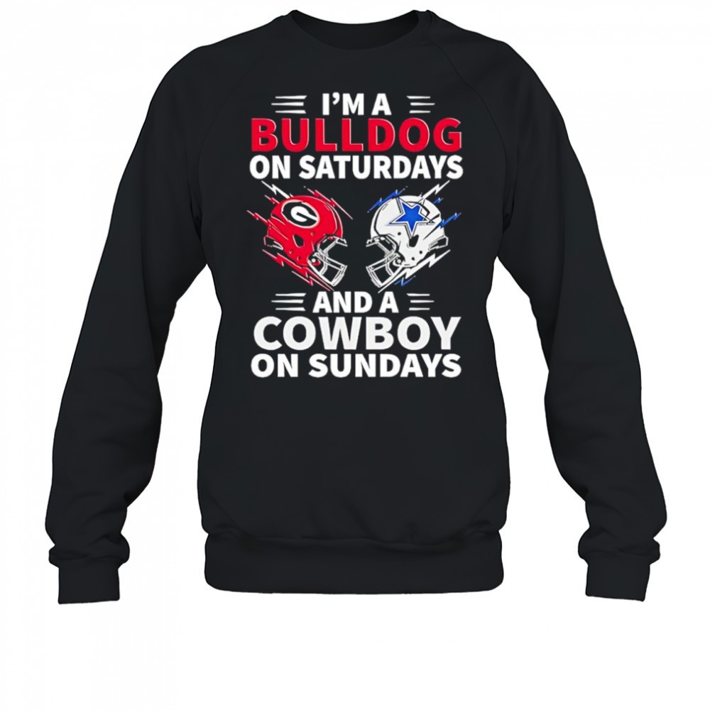 dallas-cowboys-vs-georgia-bulldogs-im-a-bulldog-on-saturdays-and-a-cowboy-on-sun-mvat7wm3 Dallas Cowboys vs Georgia Bulldogs Im a Bulldog on saturdays and a Cowboy on sundays shirt