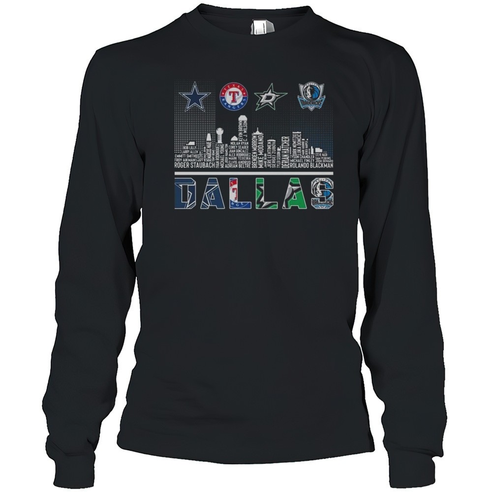 dallas-cowboys-x-texas-rangers-x-dallas-stars-x-dallas-mavericks-skyline-logo-20-k1aao8wg Dallas Cowboys X Texas Rangers X Dallas Stars X Dallas Mavericks Skyline Logo 2025 Shirt