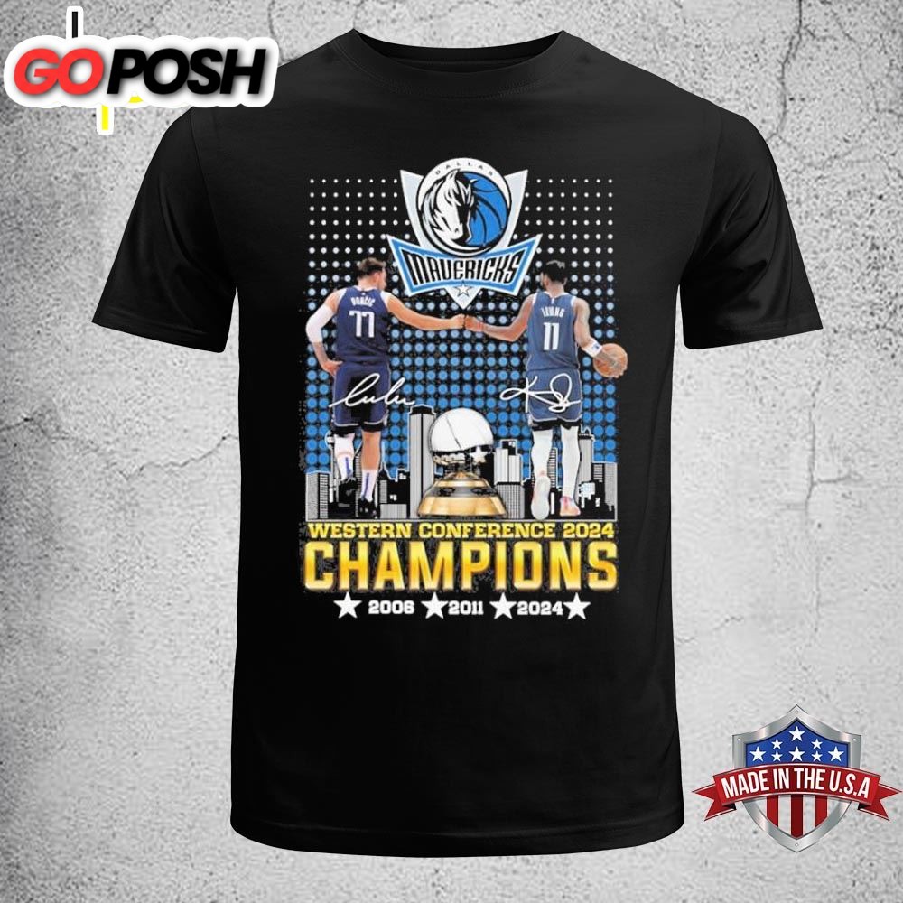 Dallas Mavericks Luka Doncic And Kyrie Irving 2025 Western Conference Champions Signatures Shirt