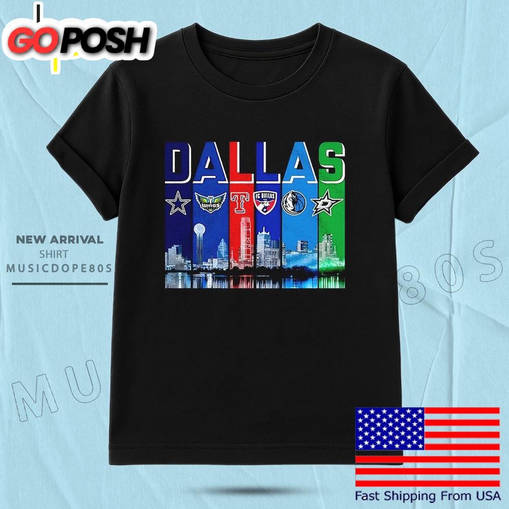 Dallas Skyline City Sports Team Logo T Shirt
