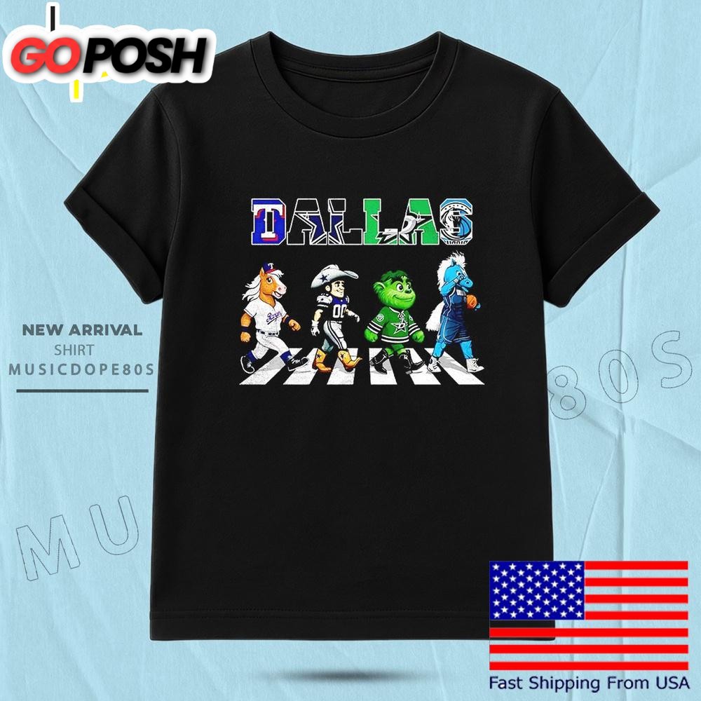 Dallas Sports Team Logo Mascot Abbey Road T Shirt