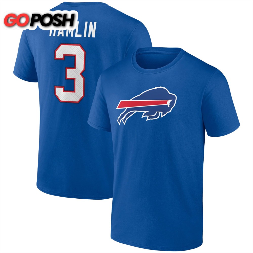 Damar Hamlin Buffalo Bills Branded Icon Name & Number Royal T-shirt