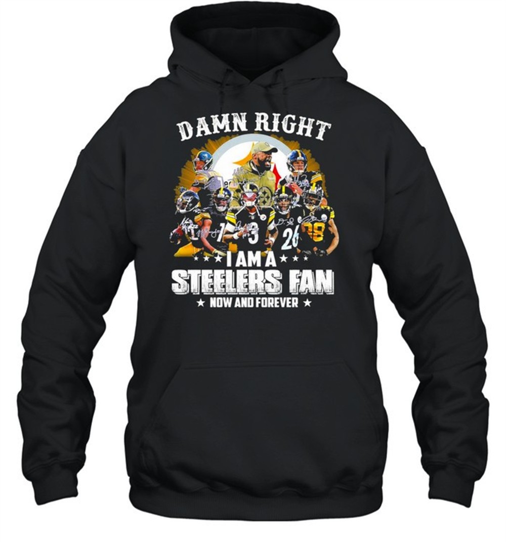 Damn right I am a steelers fan now and forever t-shirt