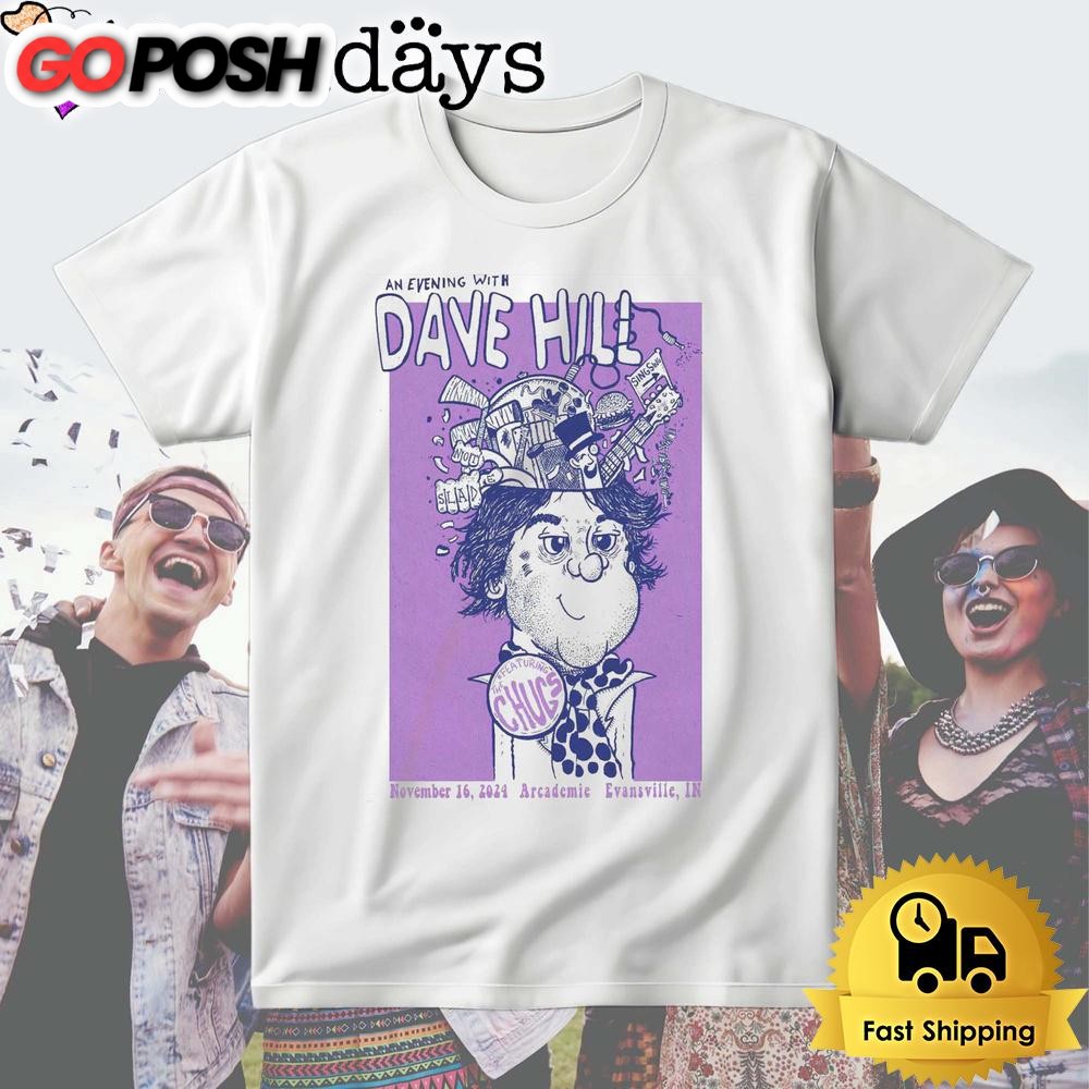 Dave Hill Tour At Arcademie In Evansville, IN Nov 16 2024 T Shirt