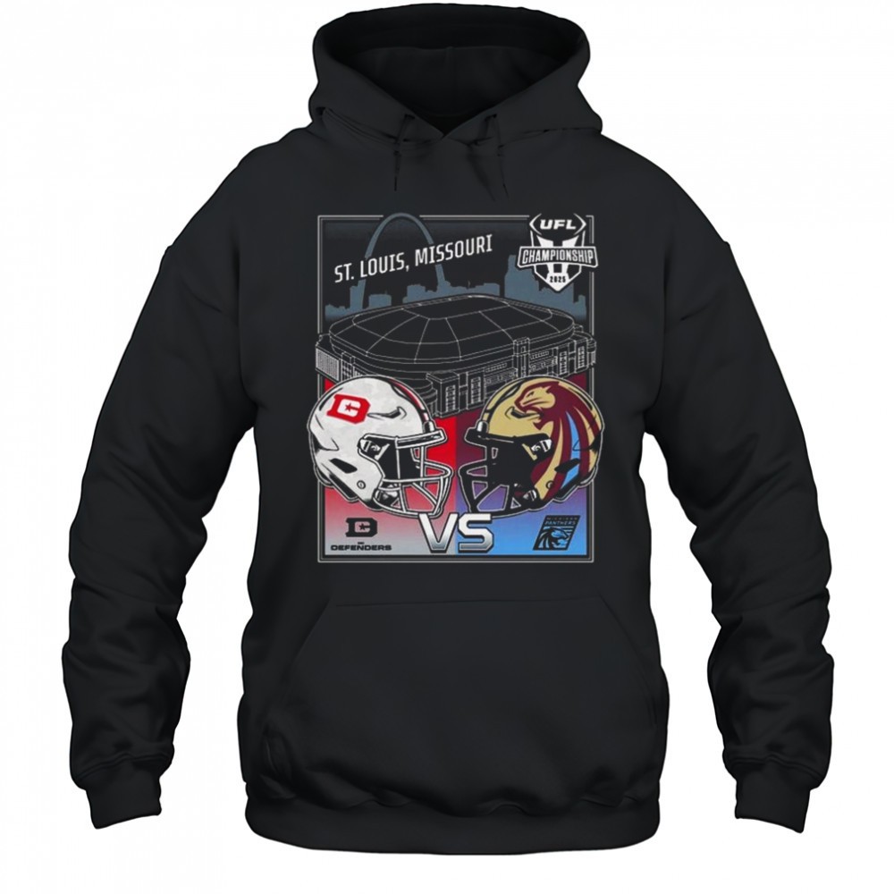 DC Defenders Vs Michigan Panthers UFL 2025 Championship Matchup St. Louis Missouri Head To Head Helmet Shirt