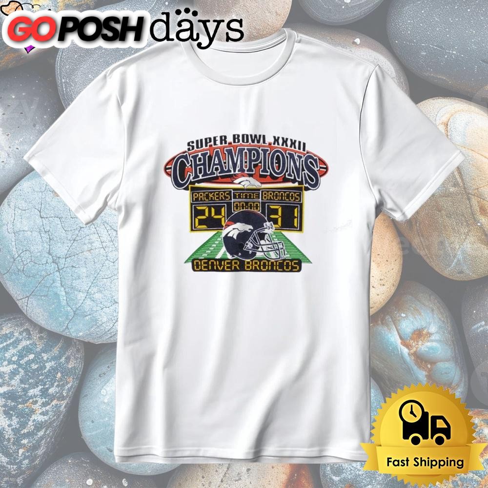 Denver Broncos 31-24 Green Bay Packers Super Bowl XXII Champions T-Shirt