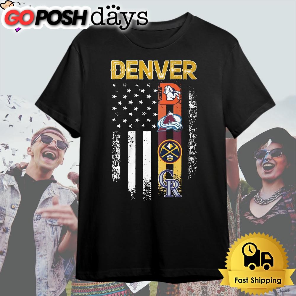 Denver Sport Team American Flag T Shirt