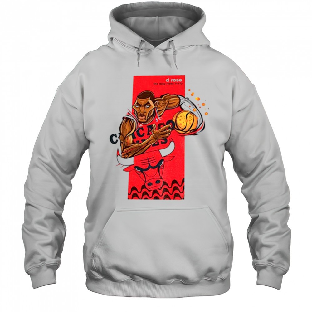 Derrick Rose Chicago Bulls NBA Basketball cartoon the MVP rises in rio shirt