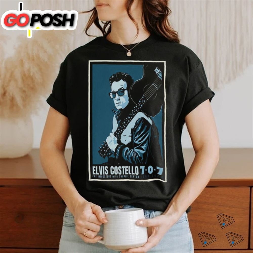 Design Elvis costello 7 0 7 tour 2025 poster shirt