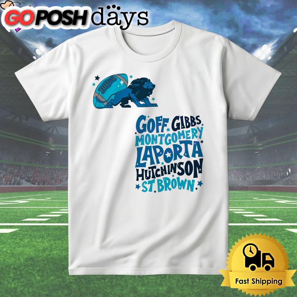 Detroit Goff Gibbs Montgomery Laporta Hutchinson St Brown T Shirt