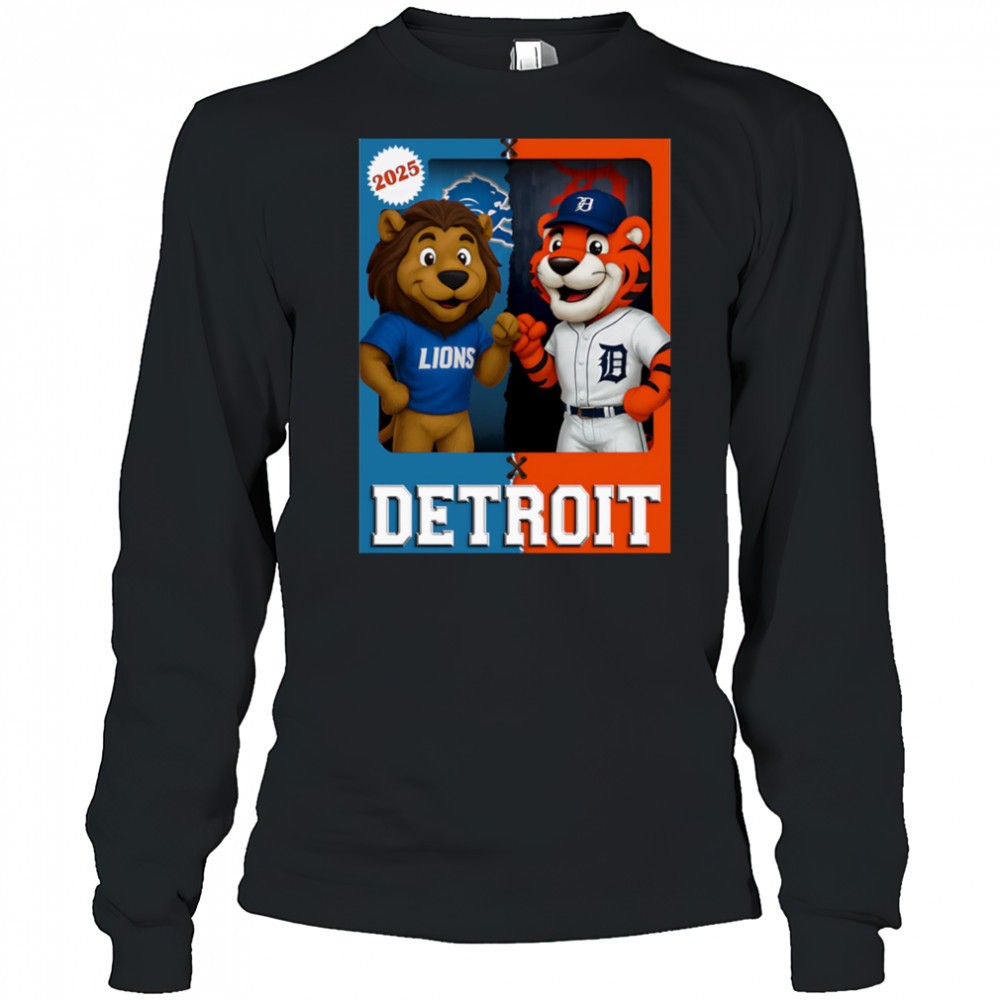 detroit-lions-and-detroit-tigers-mascot-play-card-shirt-32snwdwt Detroit Lions and Detroit Tigers mascot play card shirt