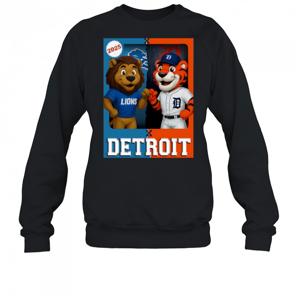detroit-lions-and-detroit-tigers-mascot-play-card-shirt-32snwdwt Detroit Lions and Detroit Tigers mascot play card shirt