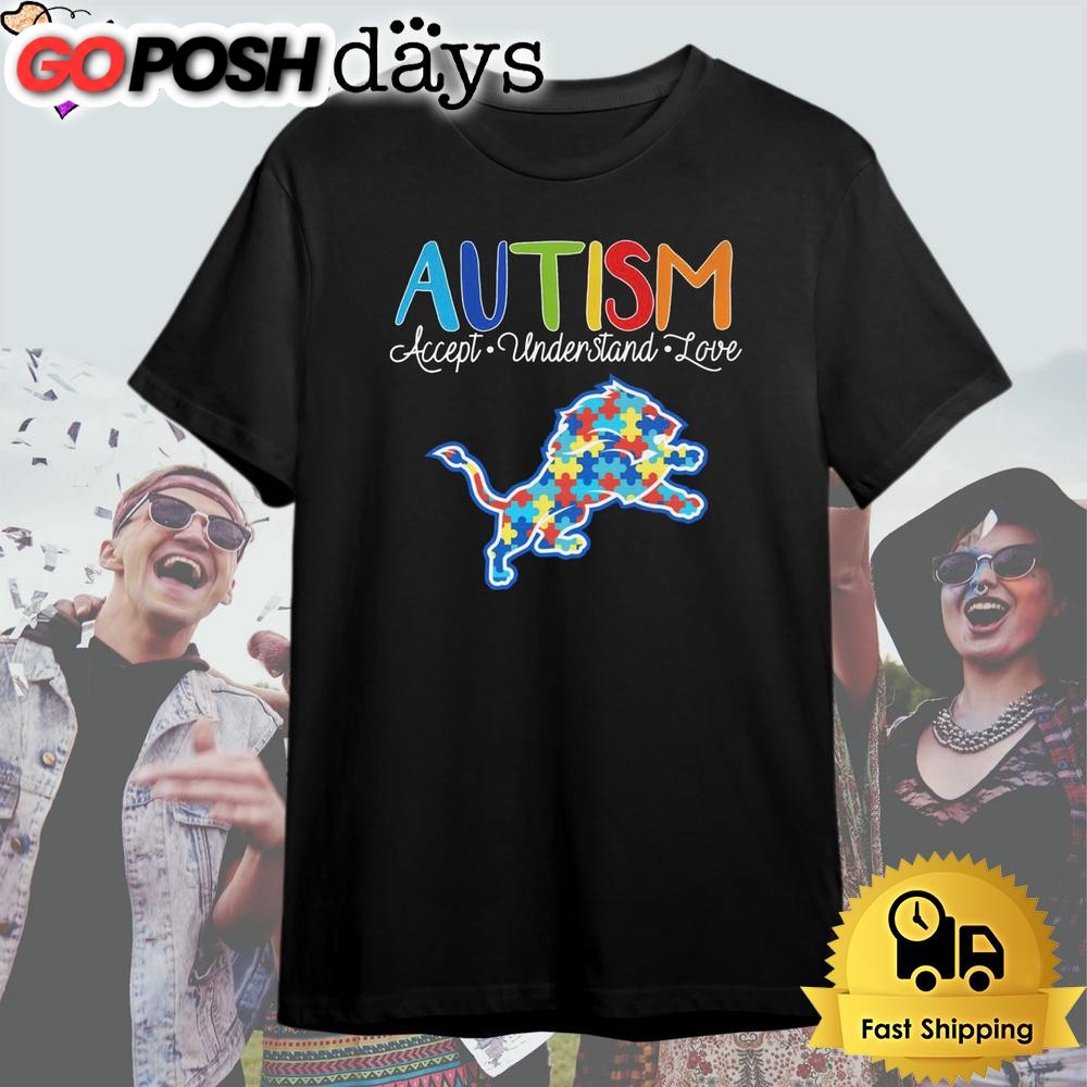 Detroit Lions Autism Accept Understand Love T Shirt