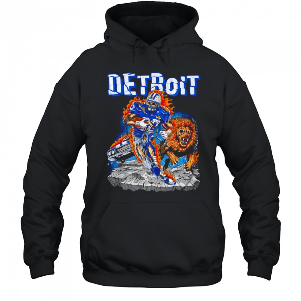 Detroit Lions football Zombie player lion burning graphic shirt