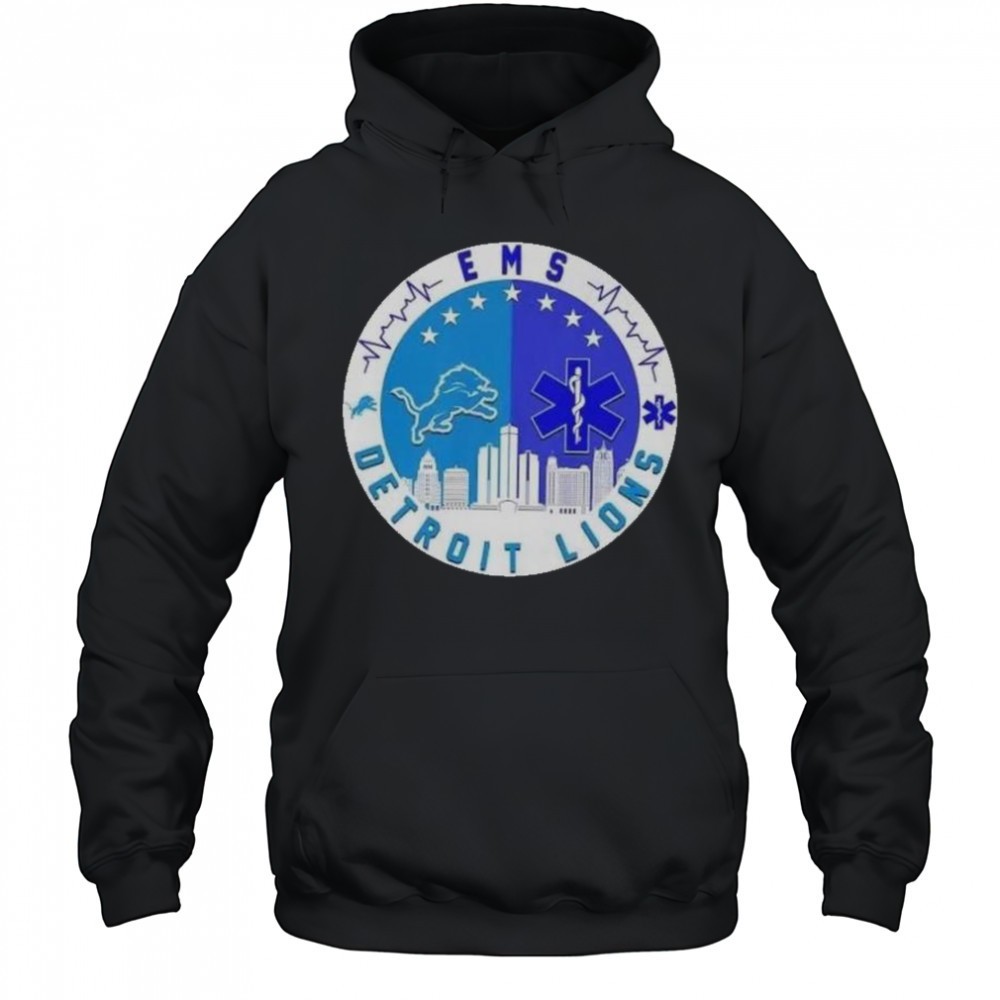Detroit Lions Heartbeat EMS City Skyline T-Shirt