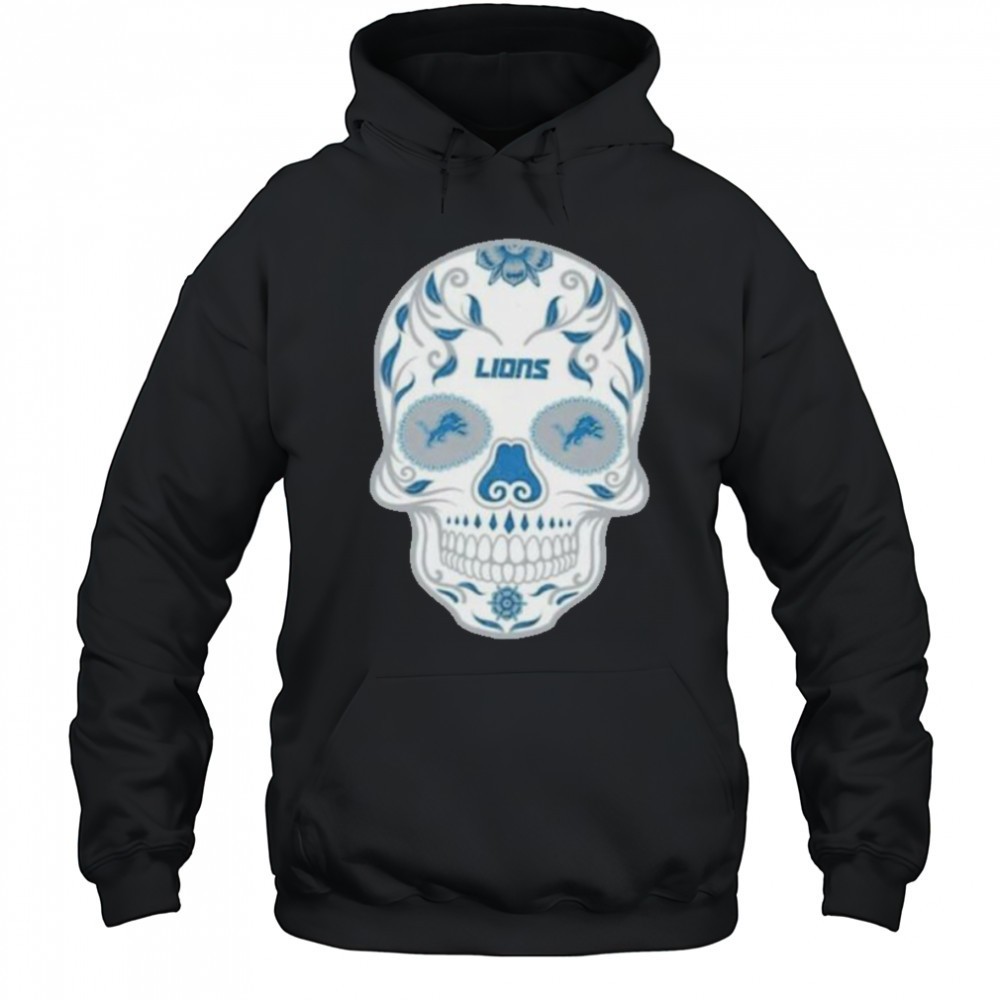 Detroit Lions Skull Printed Vintage Mens Oversized Shirt