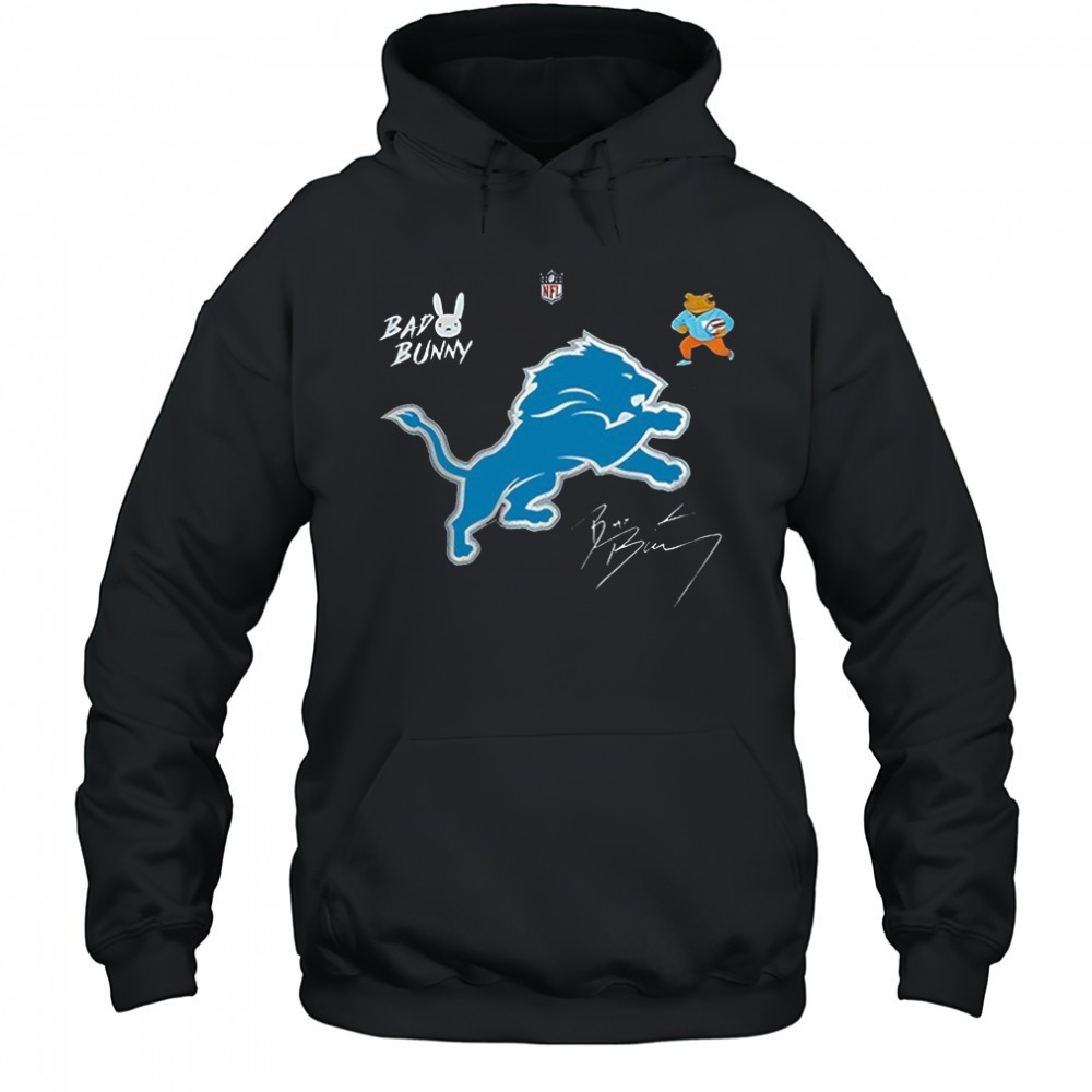 Detroit Lions x Bad Bunny Benito football mascot signature shirt