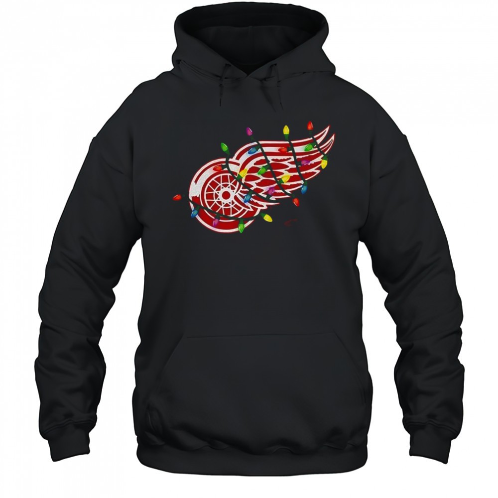 Detroit Red Wings logo Holiday Merry Christmas lights shirt
